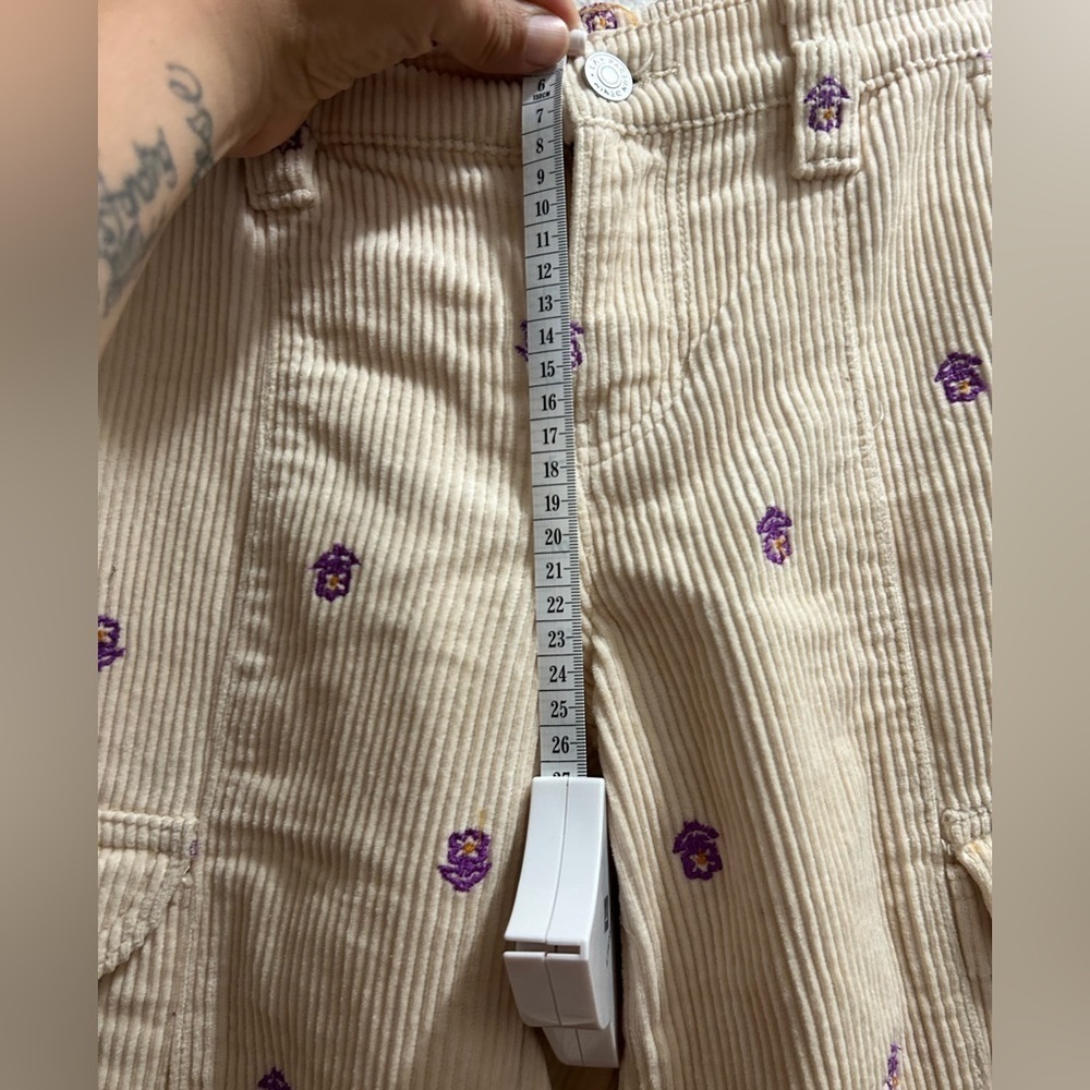 Pacsun Embroidered Corduroy Low Rise Puddle PantsWIDE LEG BAGGY XS - Picture 5 of 13
